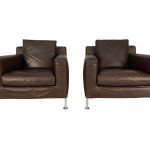B&B Italia Harry H85 Armchairs - in Brown Gamma Leather, Set of 2 @ REHAUS