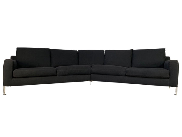 B&B Italia Harry HL375 5 - Seat Sofa in Black Grey Basketweave Fabric @ REHAUS
