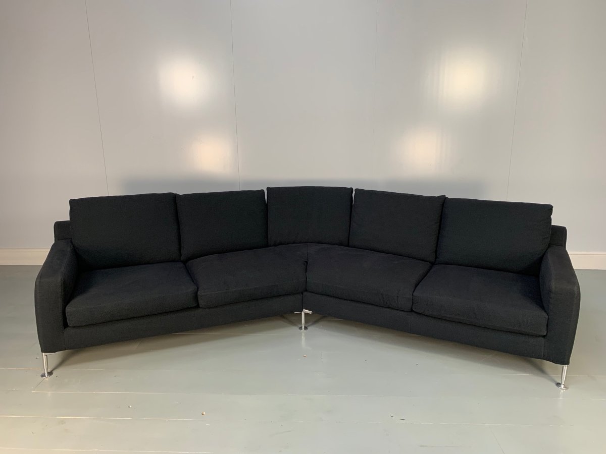 B&B Italia Harry HL375 5 - Seat Sofa in Black Grey Basketweave Fabric @ REHAUS