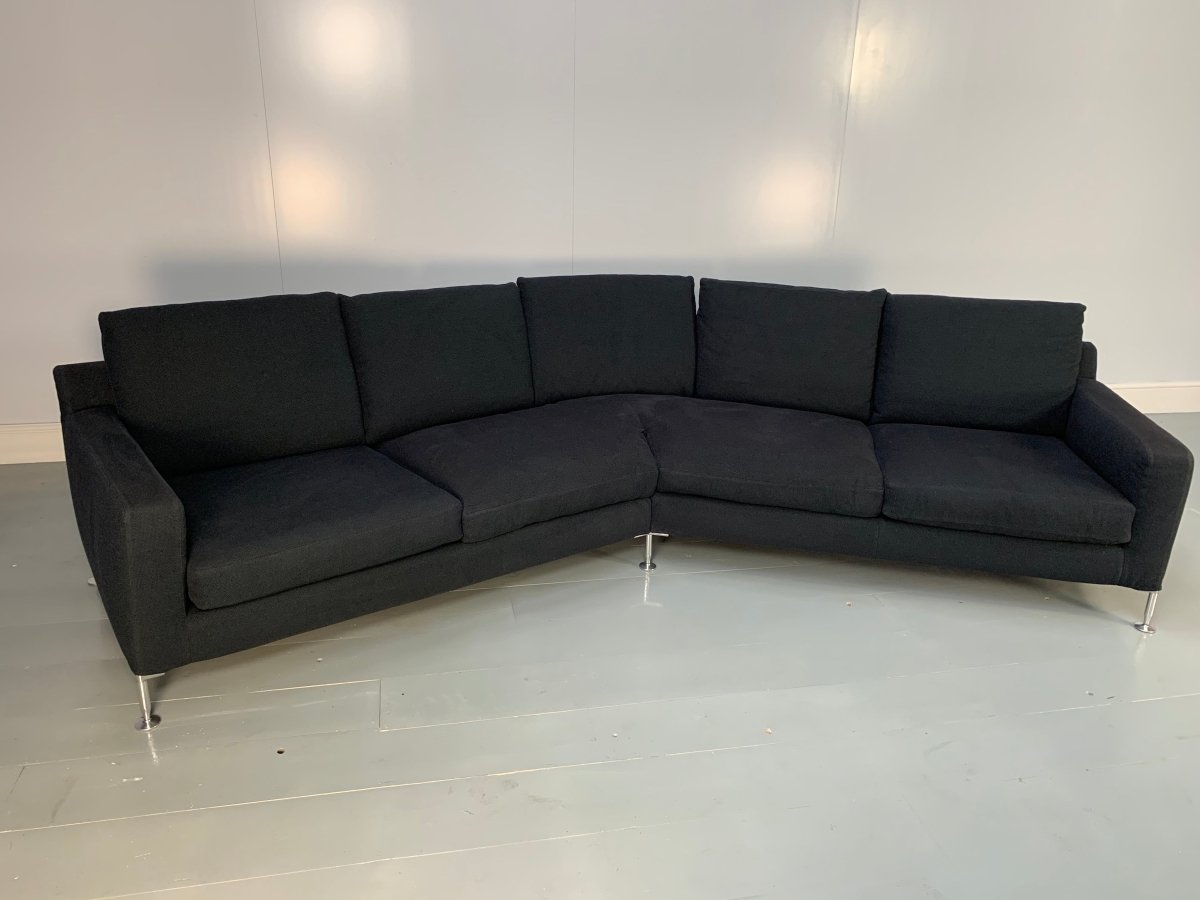 B&B Italia Harry HL375 5 - Seat Sofa in Black Grey Basketweave Fabric @ REHAUS