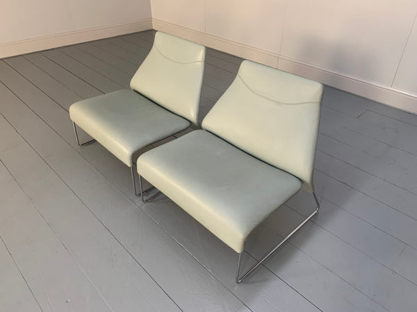 B&B Italia Lazy 05 Armchairs - In Pale Grey Blue Gamma Leather, set of 2 @ REHAUS