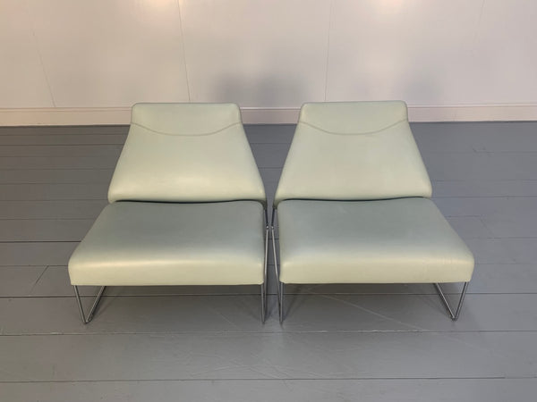 B&B Italia Lazy 05 Armchairs - In Pale Grey Blue Gamma Leather, set of 2 @ REHAUS