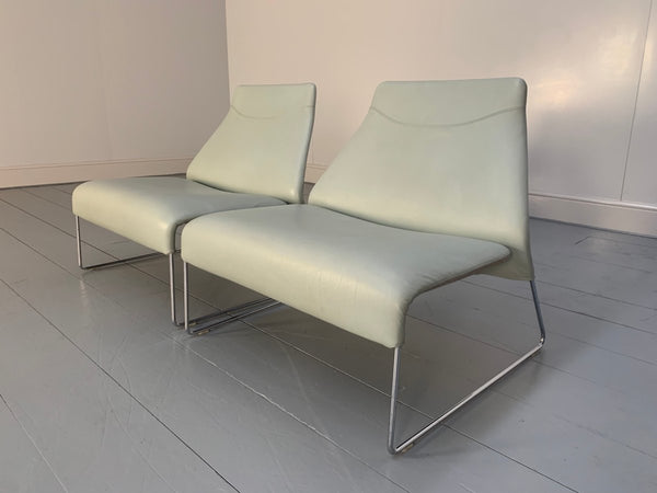 B&B Italia Lazy 05 Armchairs - In Pale Grey Blue Gamma Leather, set of 2 @ REHAUS