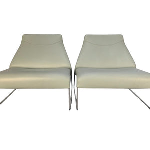 B&B Italia Lazy 05 Armchairs - In Pale Grey Blue Gamma Leather, set of 2 @ REHAUS