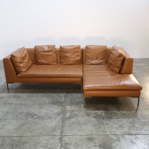B&B Italia Leather Charles Chaise Longue Sofa by Antonio Citterio @ REHAUS