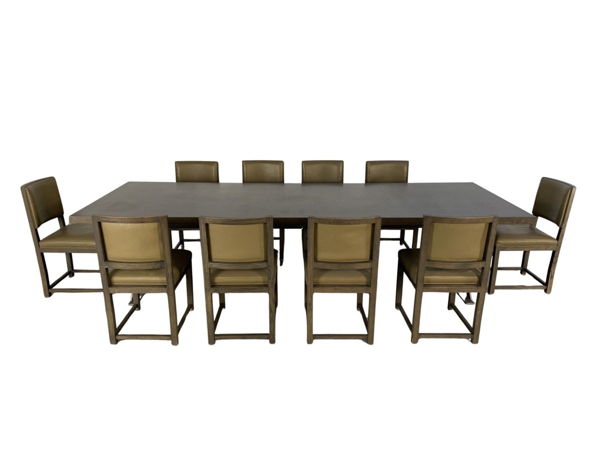 B&B Italia Max Dining Table & 10 Maxalto Dining Chairs in Grey Oak & Leather @ REHAUS