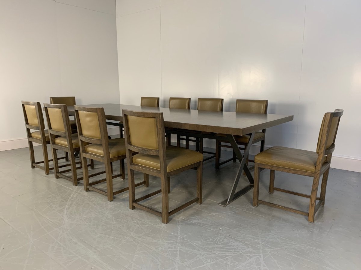 B&B Italia Max Dining Table & 10 Maxalto Dining Chairs in Grey Oak & Leather @ REHAUS