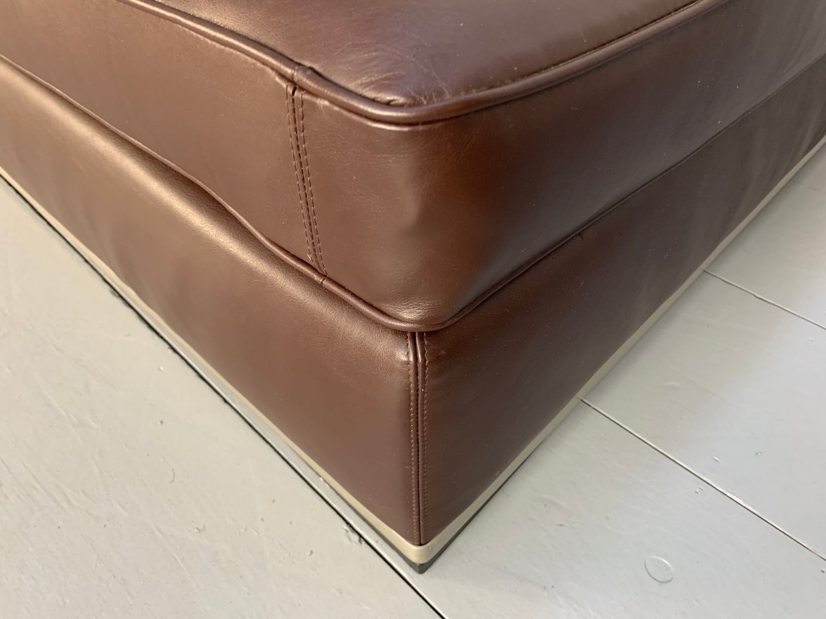 B&B Italia Maxalto Apta Footstool Sofa Table in Dark Brown Gamma Leather @ REHAUS