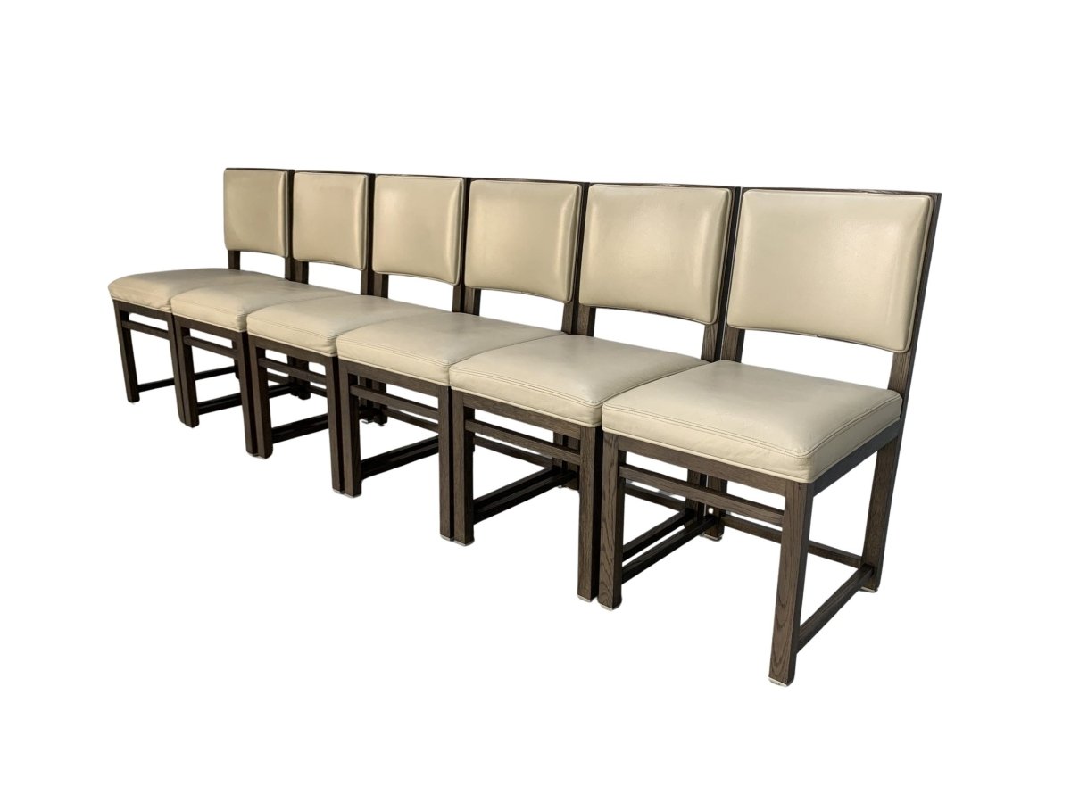 B&B Italia Maxalto Simplice Dining Chairs - In Oak & Leather, Set of 6 @ REHAUS