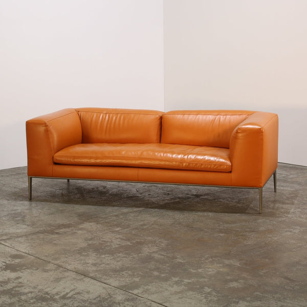 B&B Italia Orange Leather Michel Sofa by Antonio Citterio @ REHAUS