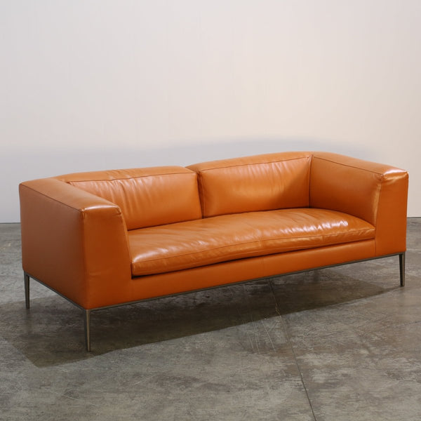 B&B Italia Orange Leather Michel Sofa by Antonio Citterio @ REHAUS