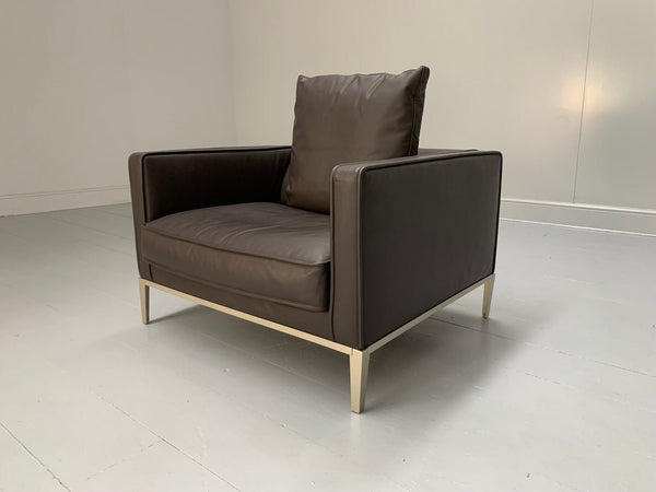 B&B Italia Simpliciter Large Armchair - In Gamma Dark - Brown Leather @ REHAUS