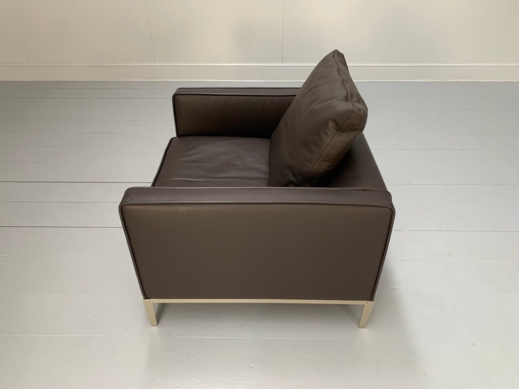 B&B Italia Simpliciter Large Armchair - In Gamma Dark - Brown Leather @ REHAUS