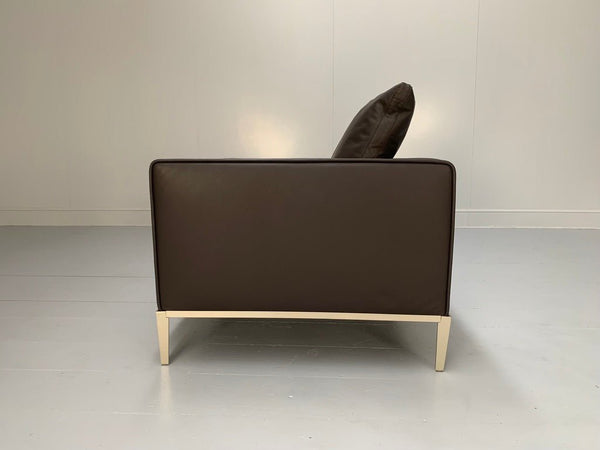 B&B Italia Simpliciter Large Armchair - In Gamma Dark - Brown Leather @ REHAUS