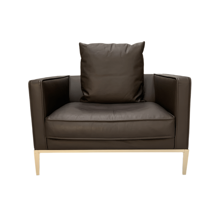 B&B Italia Simpliciter Large Armchair - In Gamma Dark - Brown Leather @ REHAUS