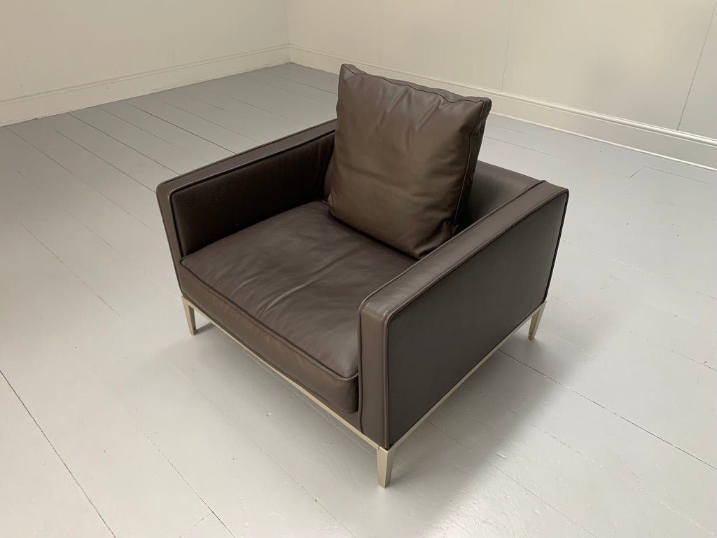 B&B Italia Simpliciter Large Armchair - In Gamma Dark - Brown Leather @ REHAUS