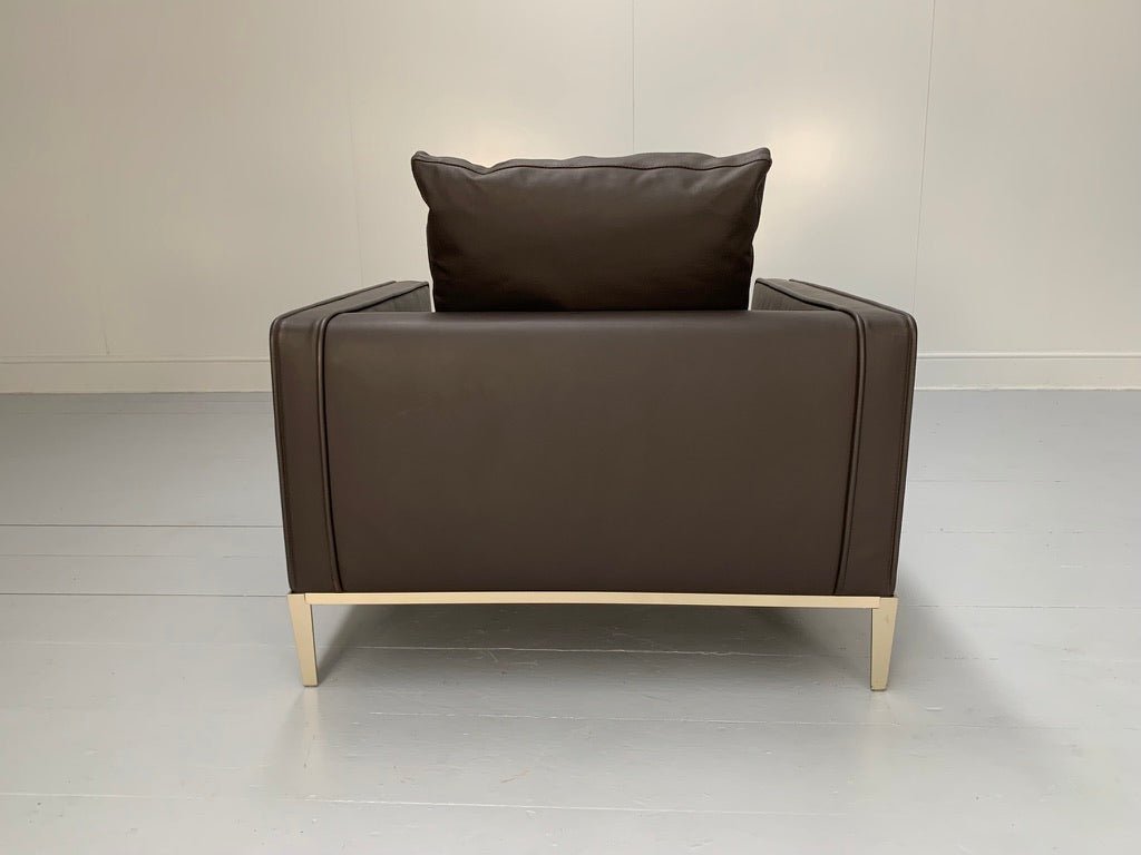 B&B Italia Simpliciter Large Armchair - In Gamma Dark - Brown Leather @ REHAUS