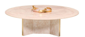 Belgium Marc D'haenens Pink Round Coffee Table, Quartz and Brass