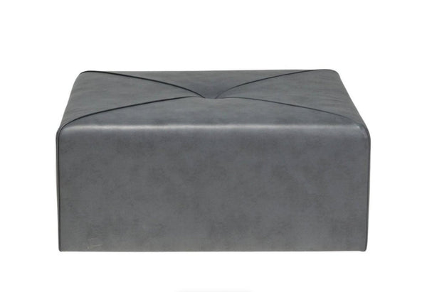 Bespoke Dark Grey Leather Square Ottoman