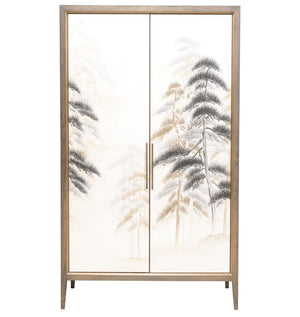 Bespoke Media Cabinet With Hand Painted Oriental Silk Print