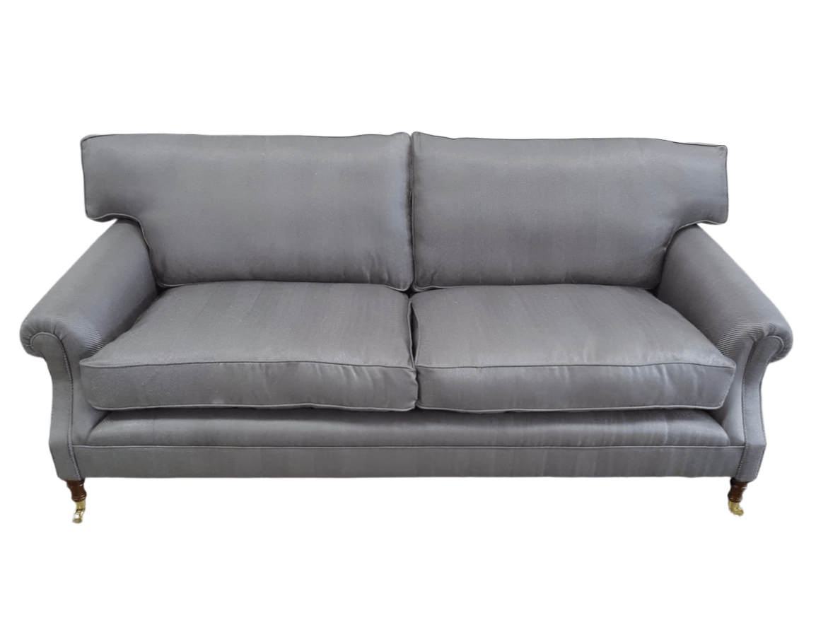 Bespoke Scroll - Arm 2.5 - Seat Sofa in Romo Zinc Herringbone Fabric @ REHAUS