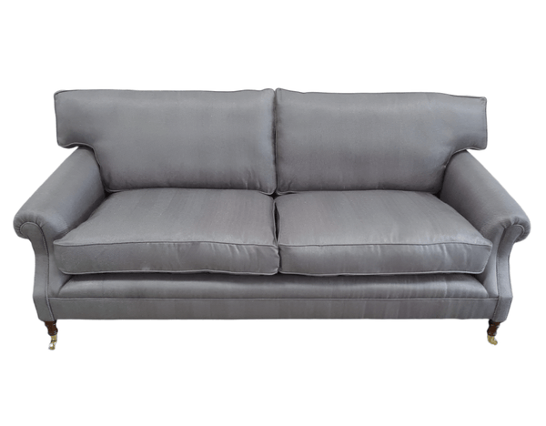 Bespoke Scroll - Arm 2.5 - Seat Sofa in Romo Zinc Herringbone Fabric @ REHAUS