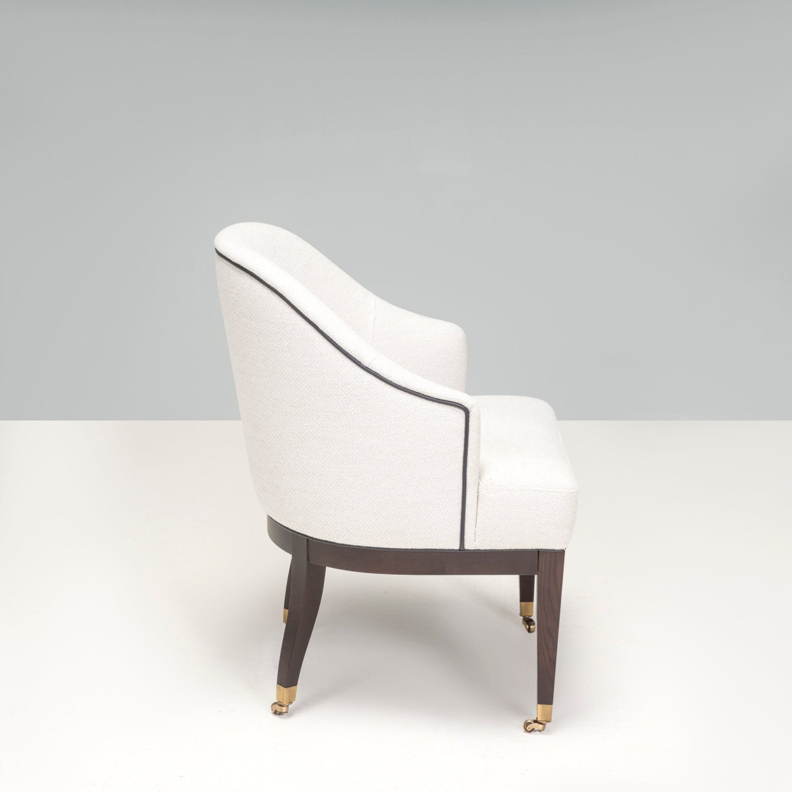 Bespoke Traditional Beige Upholstered With Piping Office Chair @ REHAUS