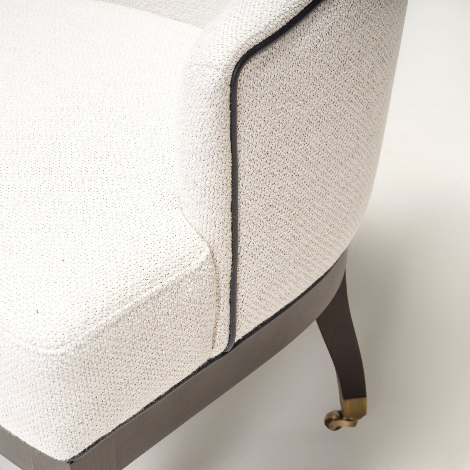 Bespoke Traditional Beige Upholstered With Piping Office Chair @ REHAUS