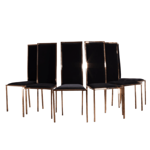 Black and Gold Velvet Kesterport Dining Chair, Set of Six @ REHAUS