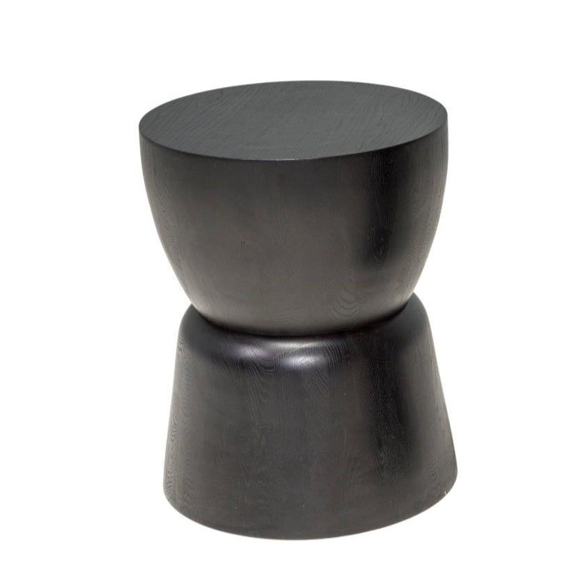 Black Wood Drum Industrial Side Tables, Set of 2 - REHAUS - Bespoke