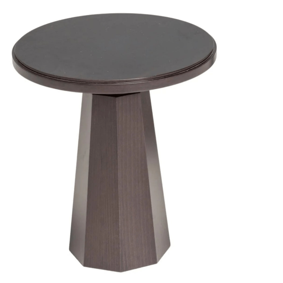 Black Wood Pedestal Round Side Tables by Kelly Forslund @ REHAUS