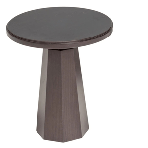 Black Wood Pedestal Round Side Tables by Kelly Forslund