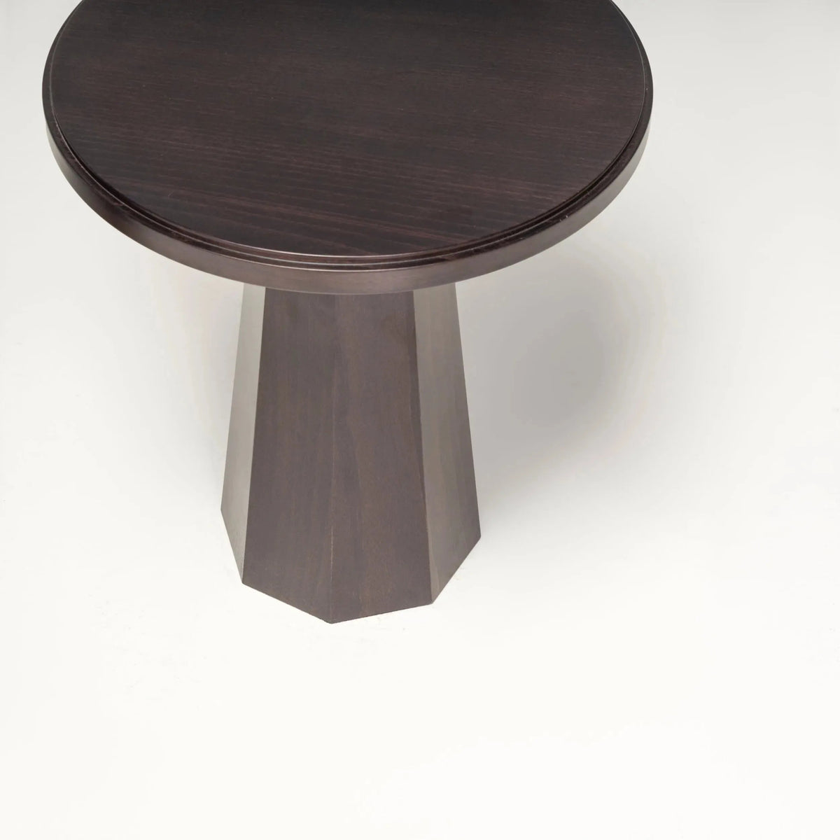 Black Wood Pedestal Round Side Tables by Kelly Forslund, Set of Two - REHAUS - Kelly Forslund