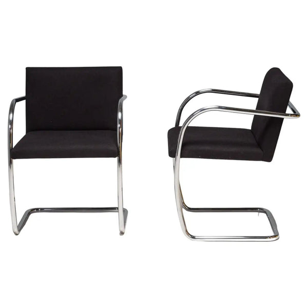 Brno Black Fabric Tubular Dining Chairs by Knoll, Set of 2