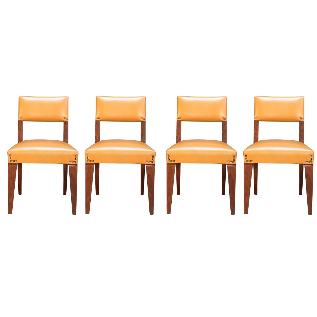 Caramel Brown Leather Chair, Set of Four @ REHAUS