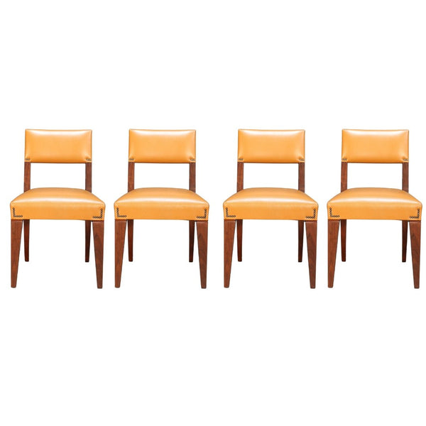 Caramel Brown Leather Chair, Set of Four @ REHAUS