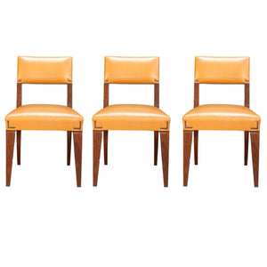 Caramel Brown Leather Chair, Set of Three @ REHAUS