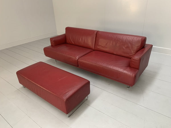 Cassina 253 Nest 2.5 - Seat Sofa & Bench Footstool - In Red Pelle Leather @ REHAUS