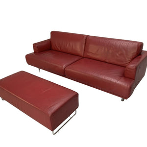 Cassina 253 Nest 2.5 - Seat Sofa & Bench Footstool - In Red Pelle Leather @ REHAUS