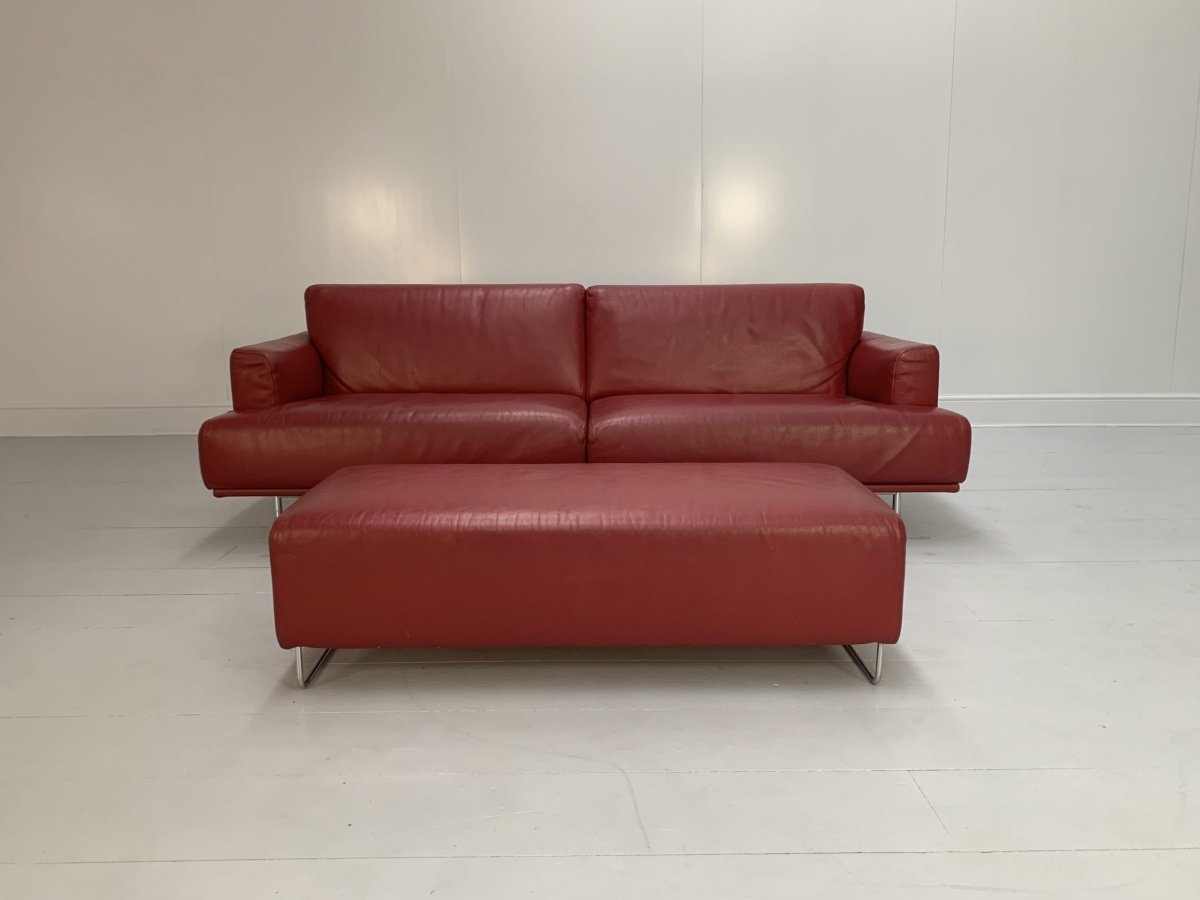 Cassina 253 Nest 2.5 - Seat Sofa & Bench Footstool - In Red Pelle Leather @ REHAUS