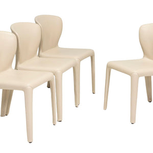 Cassina by Hannes Wettstein 367 Hola Cream Leather Dining Chairs, Set of 4 - REHAUS - Hannes Wettstein