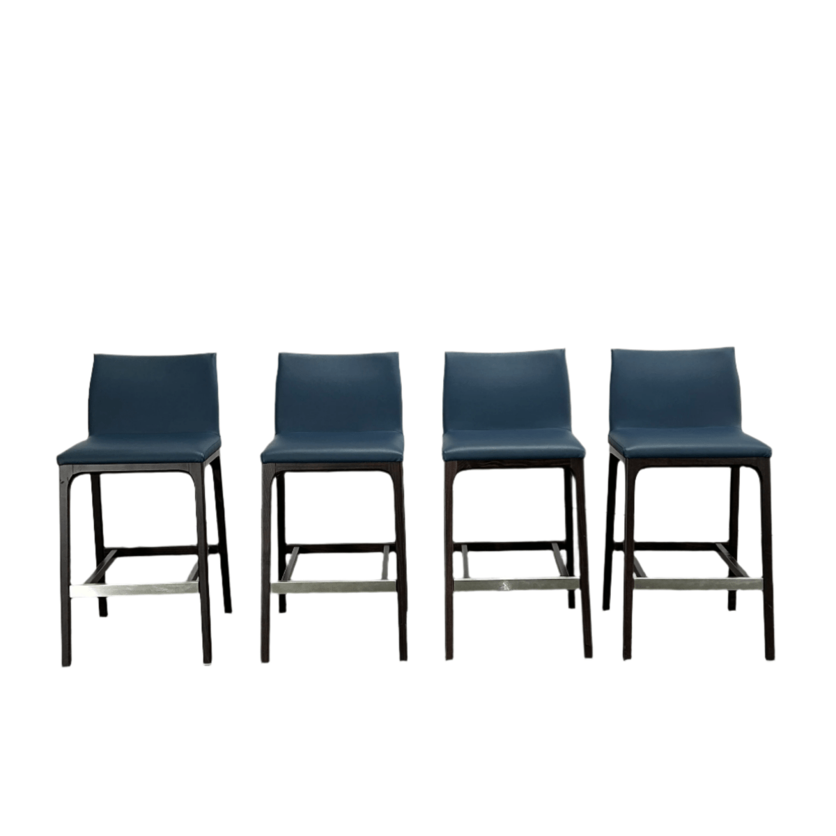 Cattelan Italia Arcadia Blue Leather Bar Stools by Paolo Cattelan, Set of Four @ REHAUS