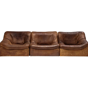 De Sede DS46 Brown Leather Sectional Sofa, 1970s, Set of 3 - REHAUS - De Sede
