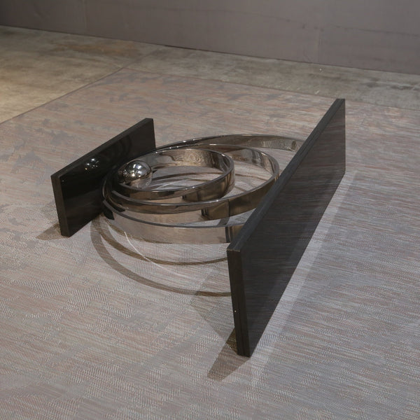 Decorus Ammonite Console Table in Polished Stainless Steel with Black Granite Top @ REHAUS