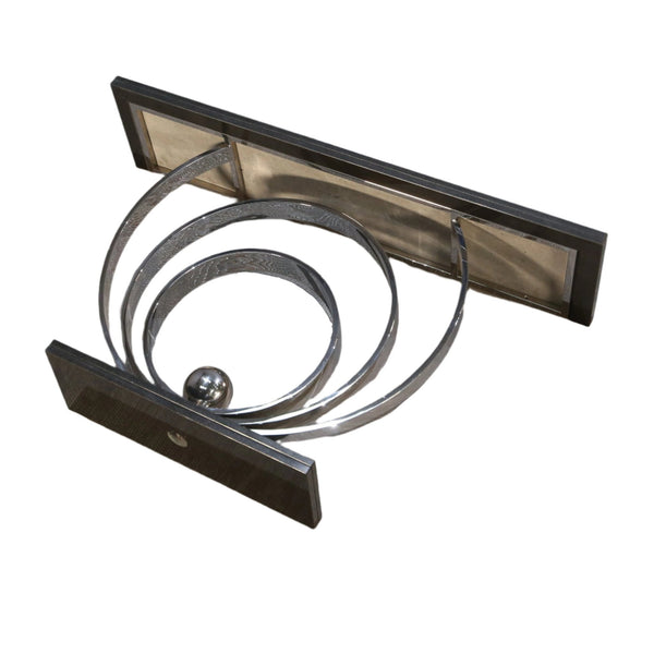 Decorus Ammonite Console Table in Polished Stainless Steel with Black Granite Top @ REHAUS