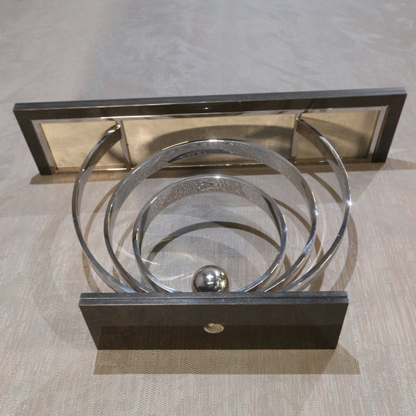 Decorus Ammonite Console Table in Polished Stainless Steel with Black Granite Top @ REHAUS