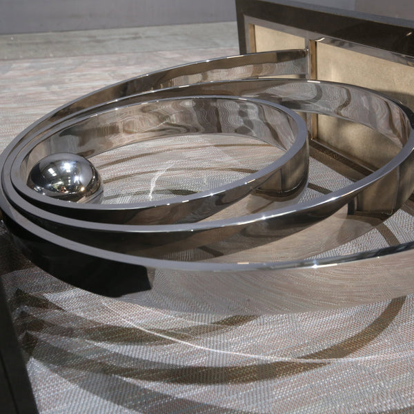 Decorus Ammonite Console Table in Polished Stainless Steel with Black Granite Top @ REHAUS