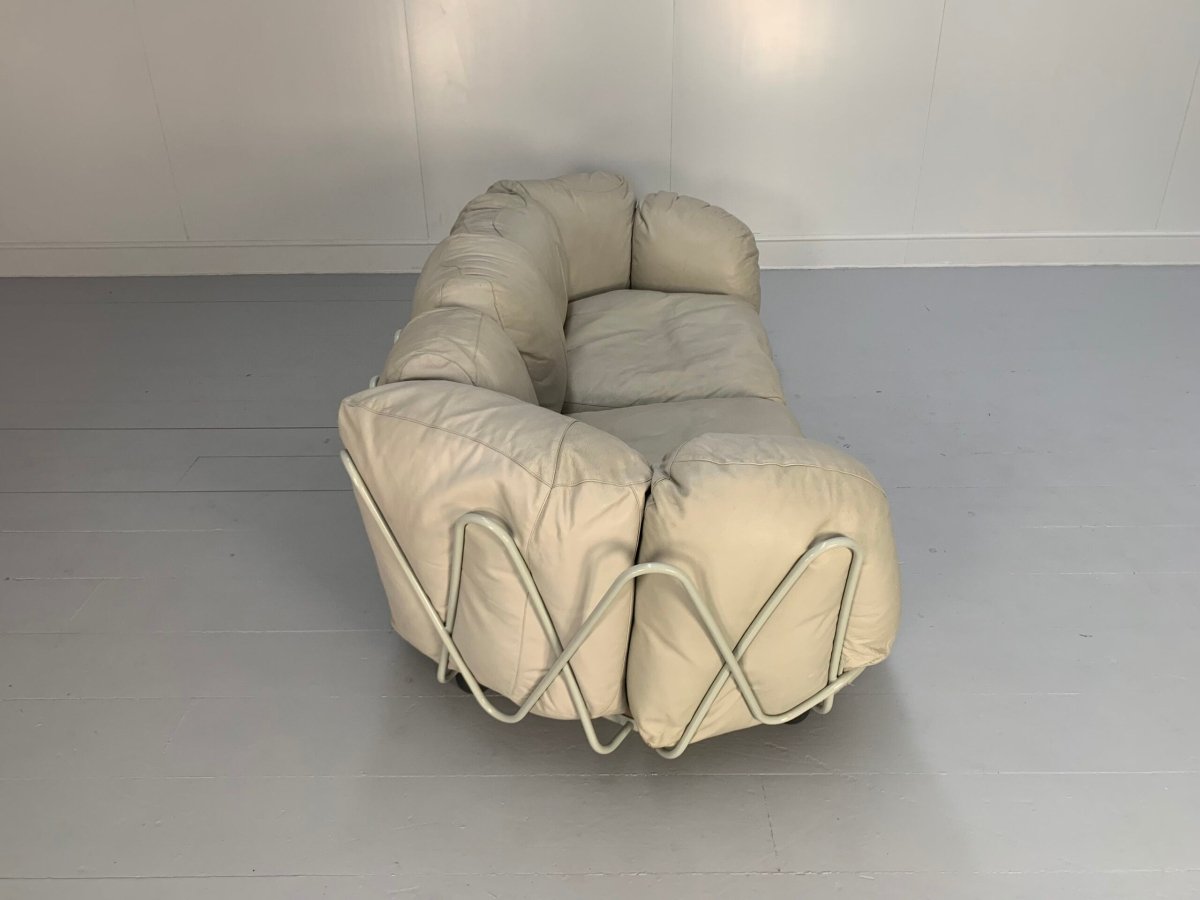 Edra Corbeille 3 - Seat Sofa - In Pale Grey Taupe Leather @ REHAUS