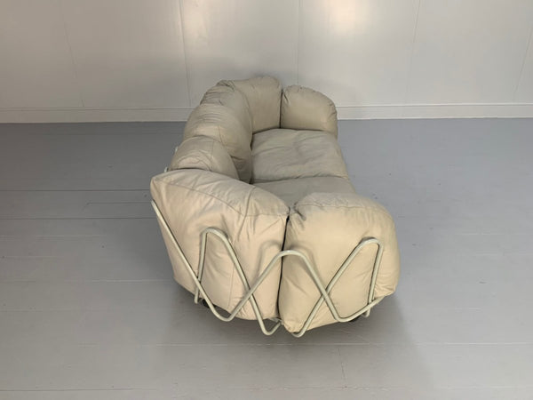 Edra Corbeille 3 - Seat Sofa - In Pale Grey Taupe Leather @ REHAUS