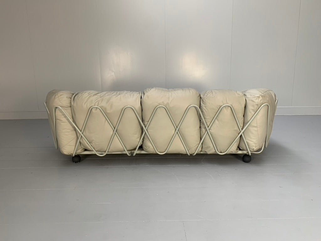 Edra Corbeille 3 - Seat Sofa - In Pale Grey Taupe Leather @ REHAUS